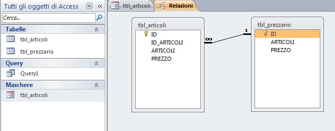 relazioni e oggetti database