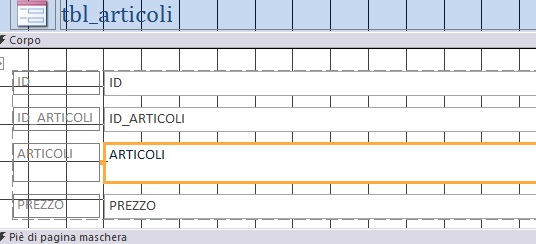 maschera con il controllo selezionato dentro il quale devi inserire il codice nell'evento dopo aggiornamento